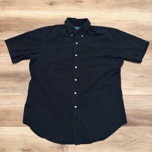 Vintage Polo Ralph Lauren Seersucker Shirt Men M Black Button Up Classic Fit